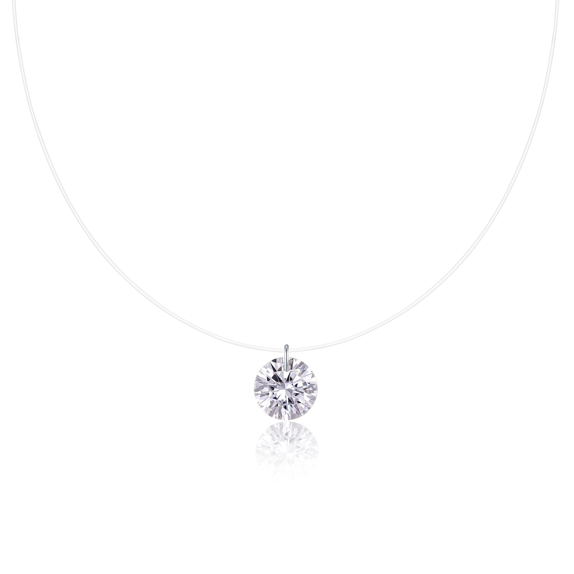 Invisible Floating Moissanite Necklace - 2ct D Color VVS1