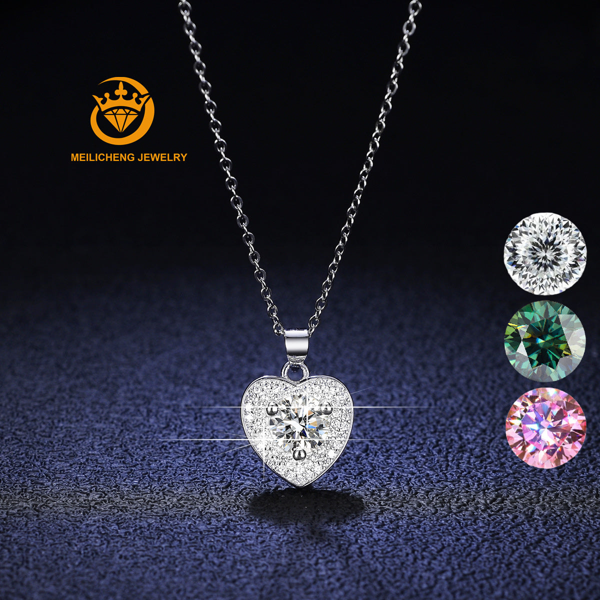 Dancing Heart Moissanite Necklace - 925 Silver Motion Pendant