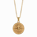 Vintage Compass Polaris Pendant - 18K Gold Plated Stainless Steel