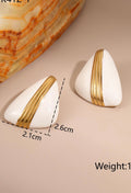 Women's Vintage Gold Textured Enamel Earrings - 80s Retro Fashion Stud Earrings
