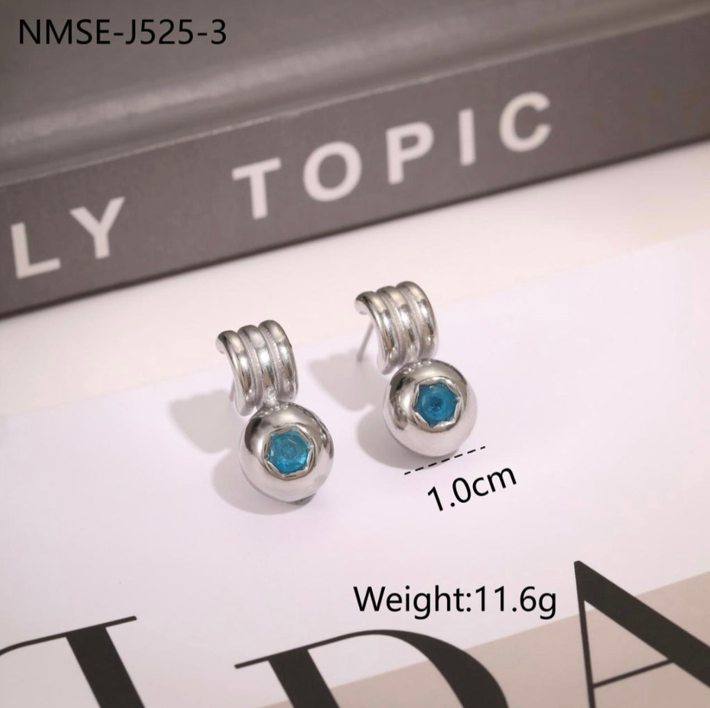 Tarnish-Free 18K Gold-Plated Stainless Steel Geometric Zirconia Stud Earrings - 316L 3-Layer Coil Ball Drop Vintage Light Luxury Earrings, Won't Fade Hypoallergenic
