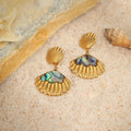 Ocean Style Abalone Shell Drop Earrings - 18K Gold-Plated 316L Stainless Steel Beach Resort Vacation Earrings, Tarnish-Free Won't Fade Hypoallergenic