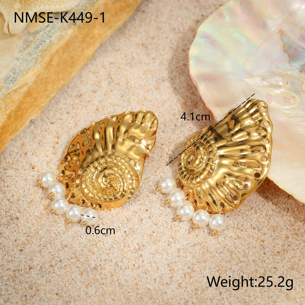 Ocean Style Abalone Shell Drop Earrings - 18K Gold-Plated 316L Stainless Steel Beach Resort Vacation Earrings, Tarnish-Free Won't Fade Hypoallergenic