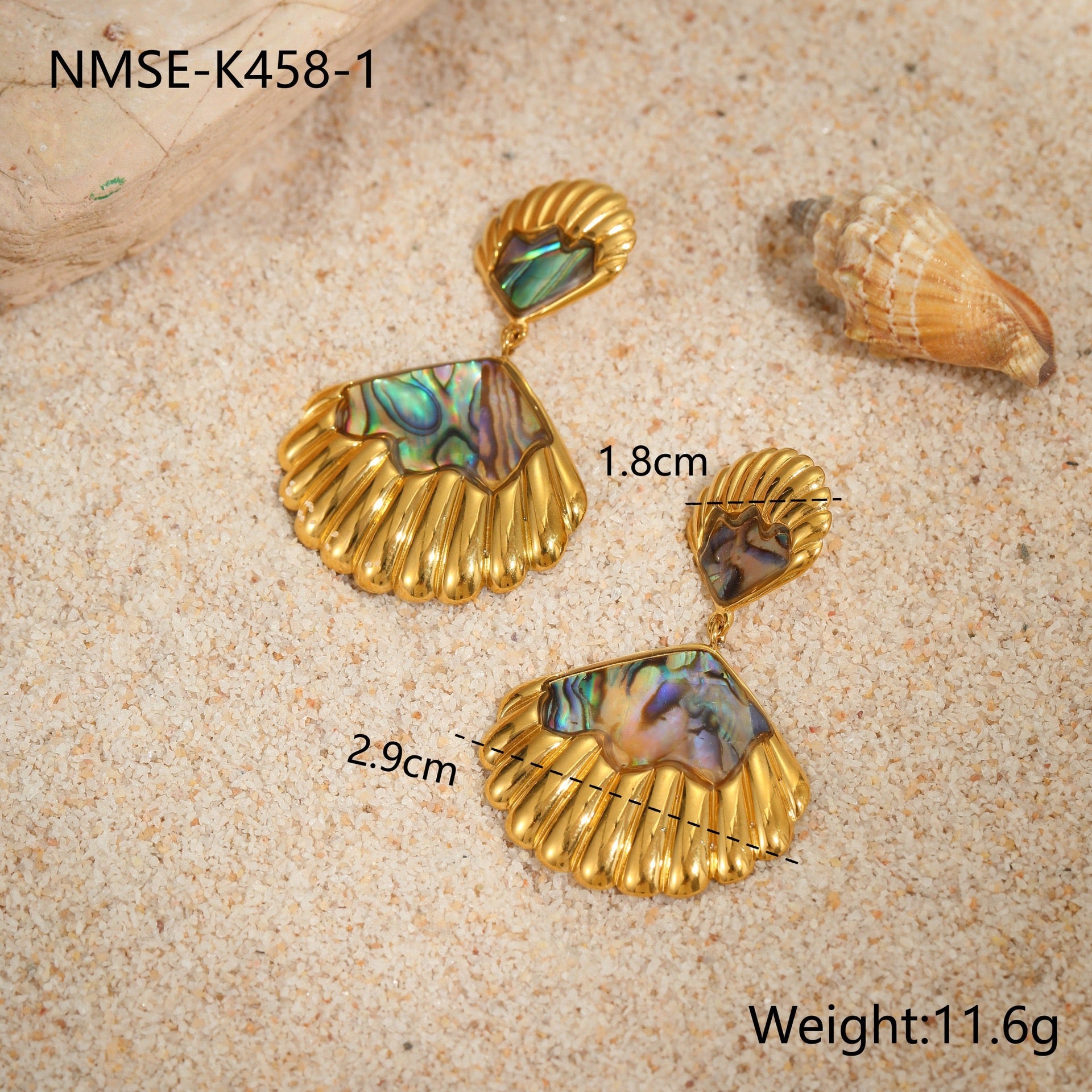 Ocean Style Abalone Shell Drop Earrings - 18K Gold-Plated 316L Stainless Steel Beach Resort Vacation Earrings, Tarnish-Free Won't Fade Hypoallergenic