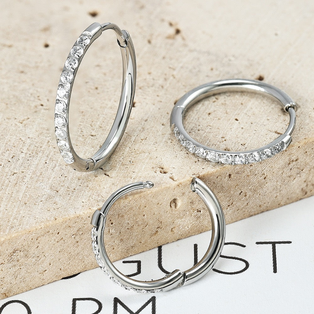 Gold Plated Stainless Steel Diamond-Cut Hoop Earrings - 2.0mm Hand-Polished Thick Huggie Hoops for Women, Hypoallergenic & Tarnish-Resistant