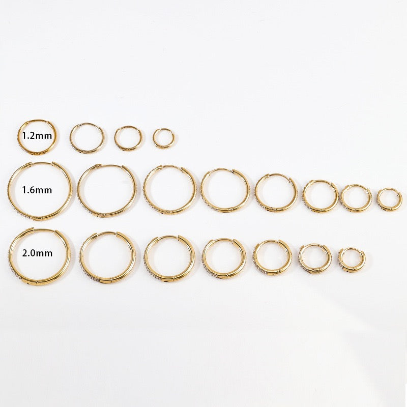 Gold Plated Stainless Steel Diamond-Cut Hoop Earrings - 2.0mm Hand-Polished Thick Huggie Hoops for Women, Hypoallergenic & Tarnish-Resistant