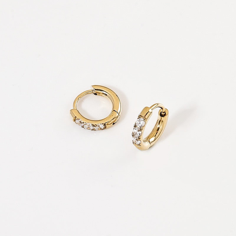 Gold Plated Stainless Steel Diamond-Cut Hoop Earrings - 2.0mm Hand-Polished Thick Huggie Hoops for Women, Hypoallergenic & Tarnish-Resistant