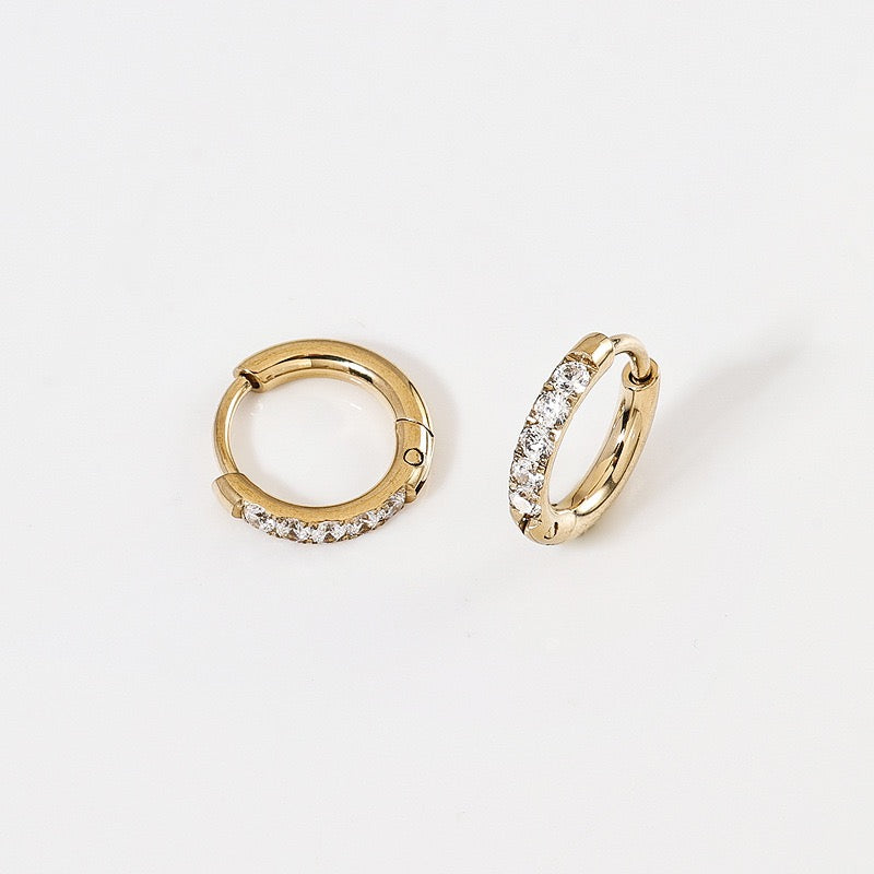 Gold Plated Stainless Steel Diamond-Cut Hoop Earrings - 2.0mm Hand-Polished Thick Huggie Hoops for Women, Hypoallergenic & Tarnish-Resistant