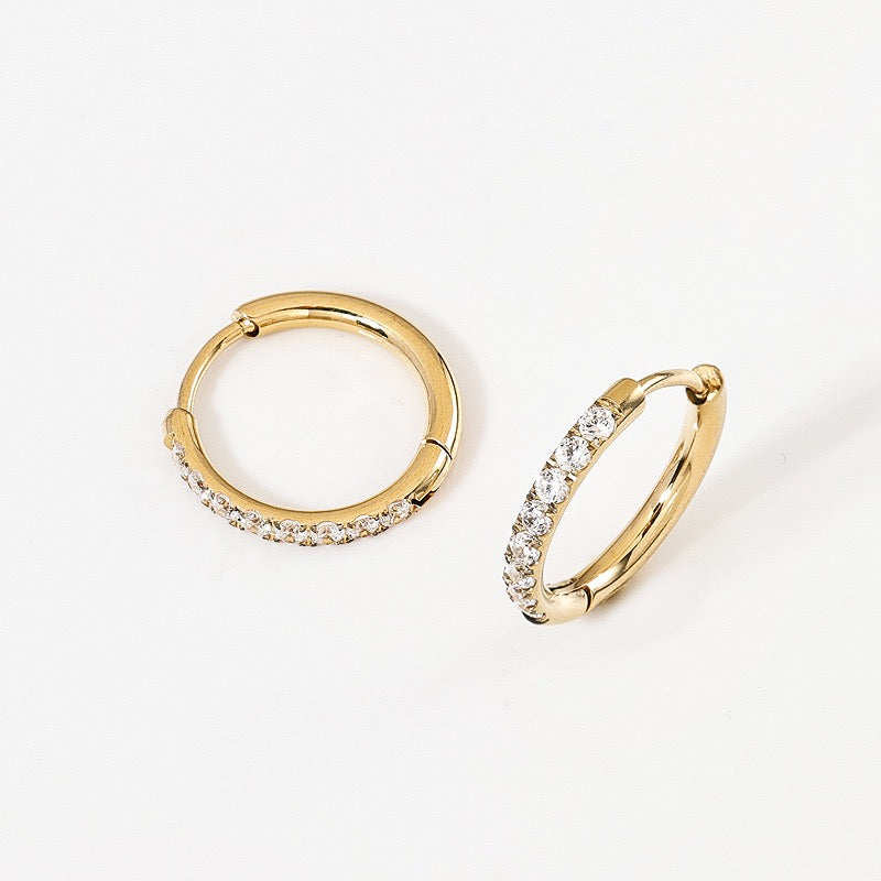 Gold Plated Stainless Steel Diamond-Cut Hoop Earrings - 2.0mm Hand-Polished Thick Huggie Hoops for Women, Hypoallergenic & Tarnish-Resistant