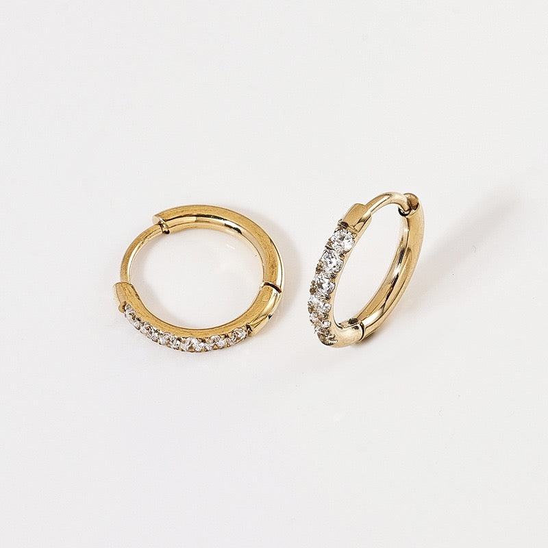 Gold Plated Stainless Steel Diamond-Cut Hoop Earrings - 2.0mm Hand-Polished Thick Huggie Hoops for Women, Hypoallergenic & Tarnish-Resistant