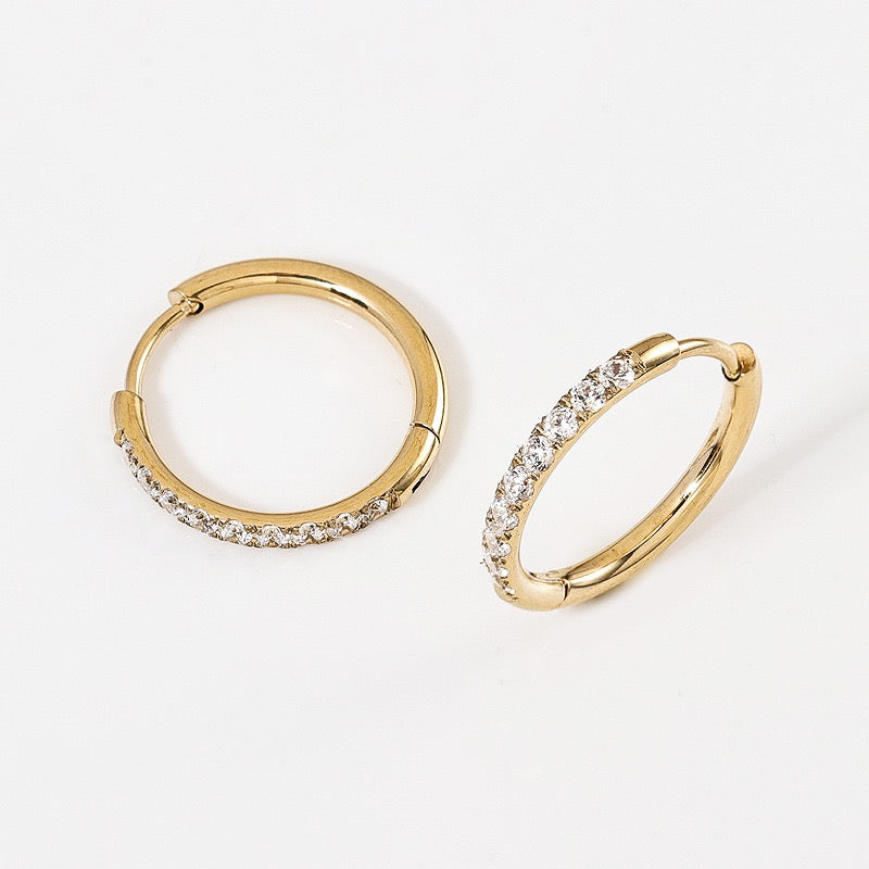 Gold Plated Stainless Steel Diamond-Cut Hoop Earrings - 2.0mm Hand-Polished Thick Huggie Hoops for Women, Hypoallergenic & Tarnish-Resistant