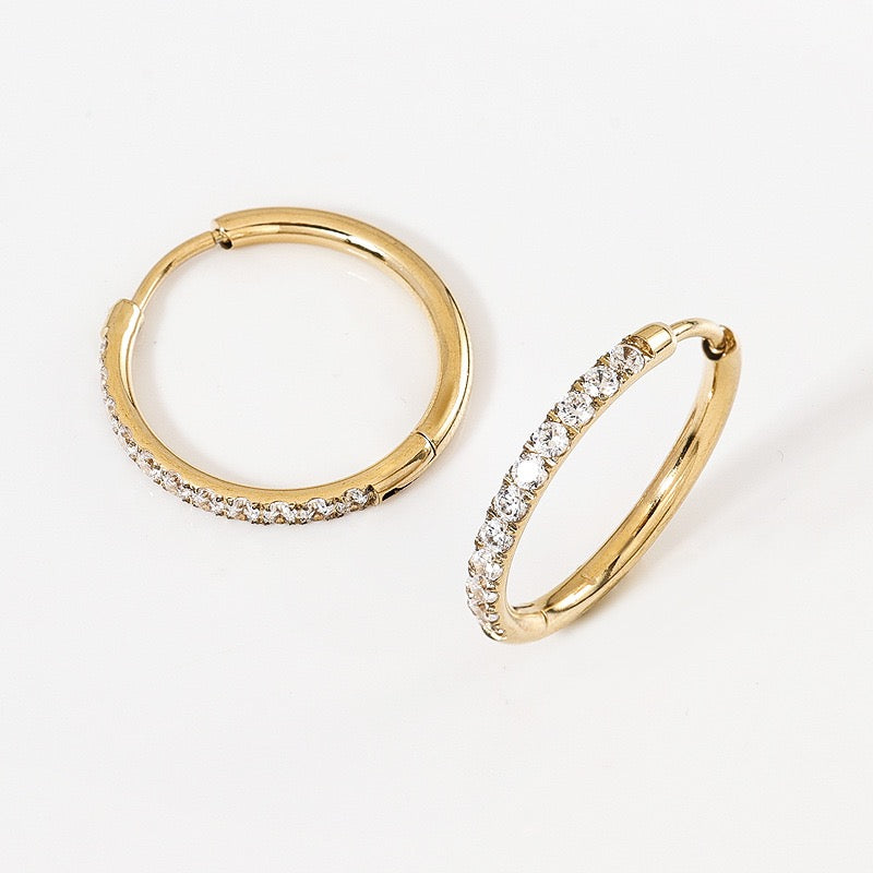 Gold Plated Stainless Steel Diamond-Cut Hoop Earrings - 2.0mm Hand-Polished Thick Huggie Hoops for Women, Hypoallergenic & Tarnish-Resistant