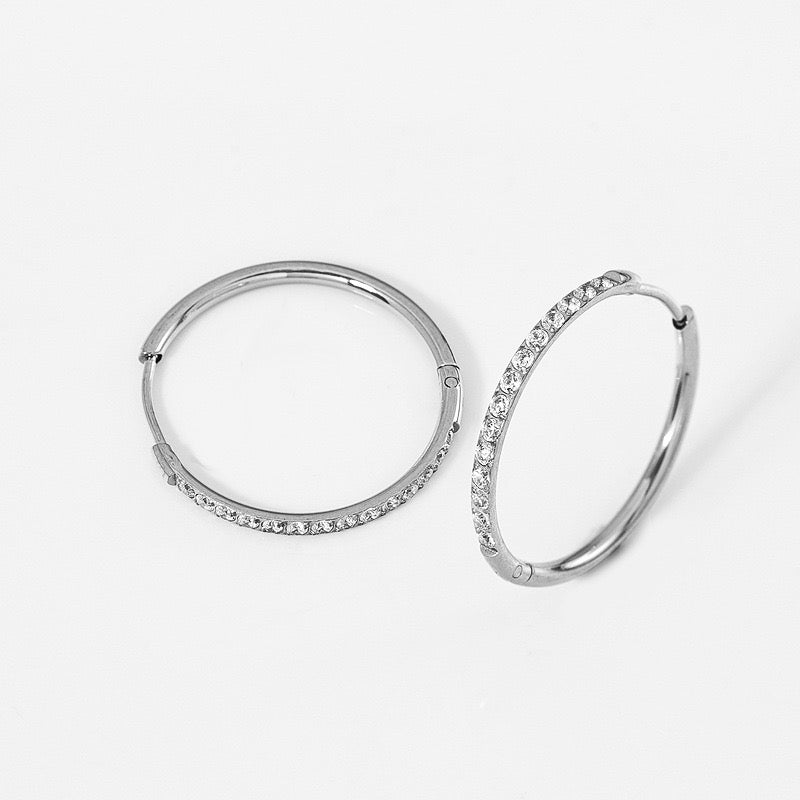 Gold Plated Stainless Steel Diamond-Cut Hoop Earrings - 2.0mm Hand-Polished Thick Huggie Hoops for Women, Hypoallergenic & Tarnish-Resistant