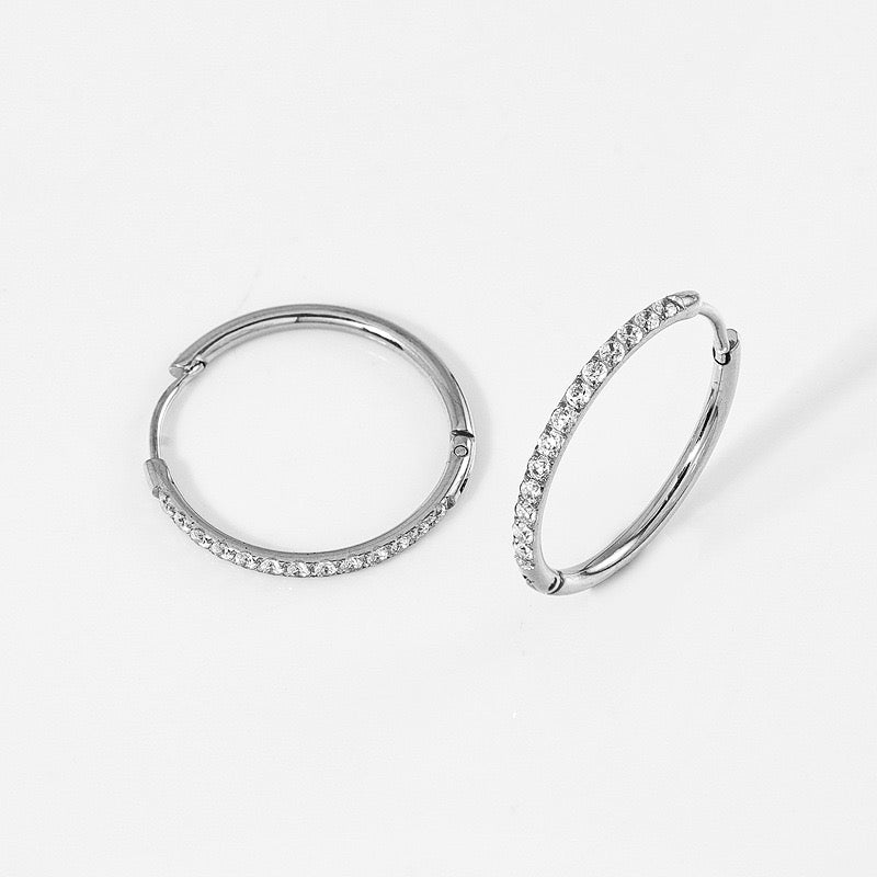 Gold Plated Stainless Steel Diamond-Cut Hoop Earrings - 2.0mm Hand-Polished Thick Huggie Hoops for Women, Hypoallergenic & Tarnish-Resistant