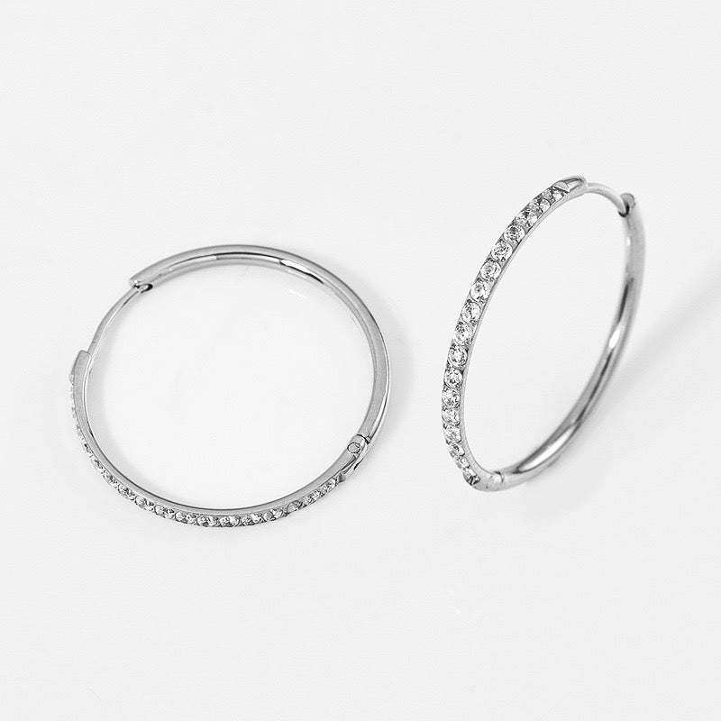 Gold Plated Stainless Steel Diamond-Cut Hoop Earrings - 2.0mm Hand-Polished Thick Huggie Hoops for Women, Hypoallergenic & Tarnish-Resistant