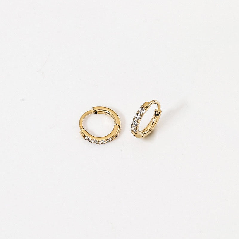 Gold Plated Stainless Steel Diamond-Cut Hoop Earrings - 2.0mm Hand-Polished Thick Huggie Hoops for Women, Hypoallergenic & Tarnish-Resistant
