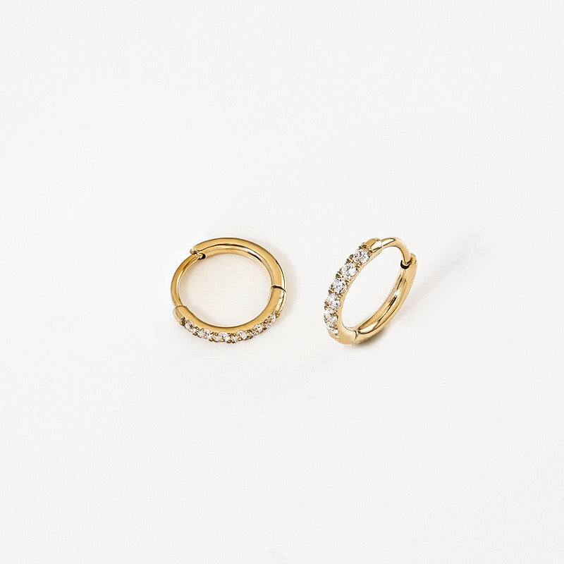Gold Plated Stainless Steel Diamond-Cut Hoop Earrings - 2.0mm Hand-Polished Thick Huggie Hoops for Women, Hypoallergenic & Tarnish-Resistant