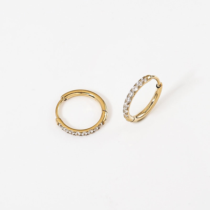 Gold Plated Stainless Steel Diamond-Cut Hoop Earrings - 2.0mm Hand-Polished Thick Huggie Hoops for Women, Hypoallergenic & Tarnish-Resistant
