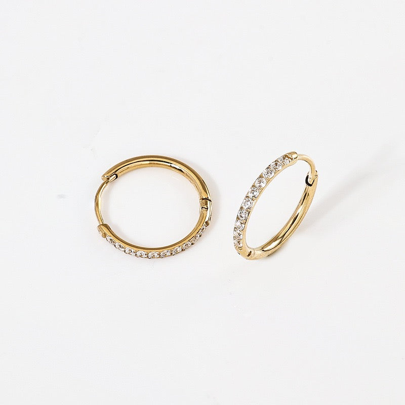 Gold Plated Stainless Steel Diamond-Cut Hoop Earrings - 2.0mm Hand-Polished Thick Huggie Hoops for Women, Hypoallergenic & Tarnish-Resistant
