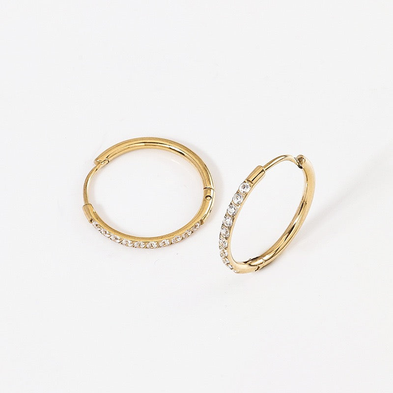 Gold Plated Stainless Steel Diamond-Cut Hoop Earrings - 2.0mm Hand-Polished Thick Huggie Hoops for Women, Hypoallergenic & Tarnish-Resistant