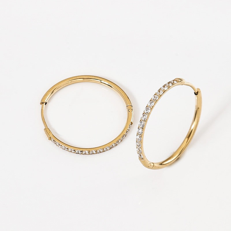 Gold Plated Stainless Steel Diamond-Cut Hoop Earrings - 2.0mm Hand-Polished Thick Huggie Hoops for Women, Hypoallergenic & Tarnish-Resistant