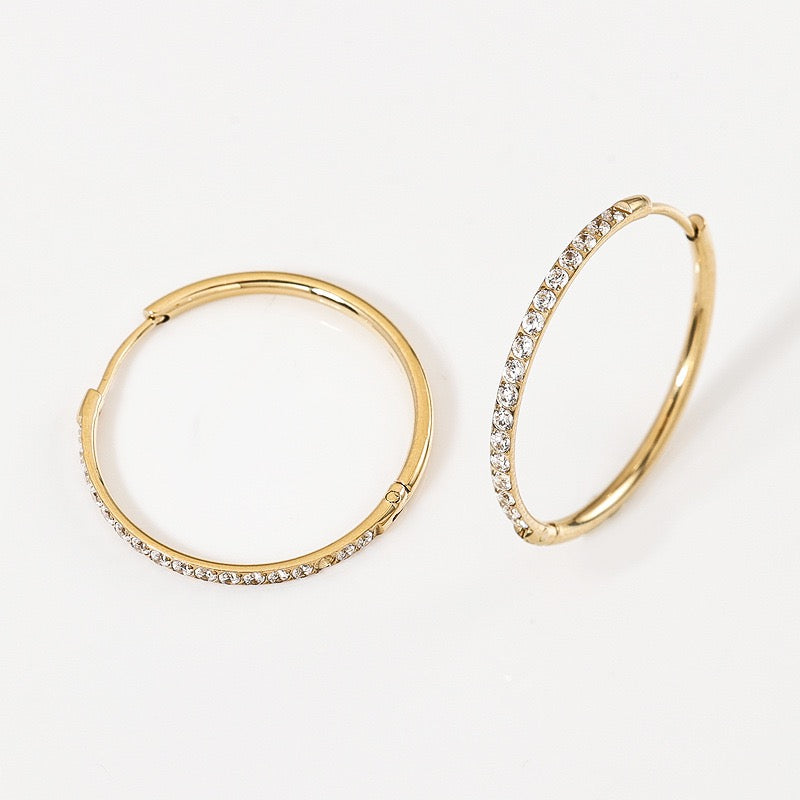Gold Plated Stainless Steel Diamond-Cut Hoop Earrings - 2.0mm Hand-Polished Thick Huggie Hoops for Women, Hypoallergenic & Tarnish-Resistant