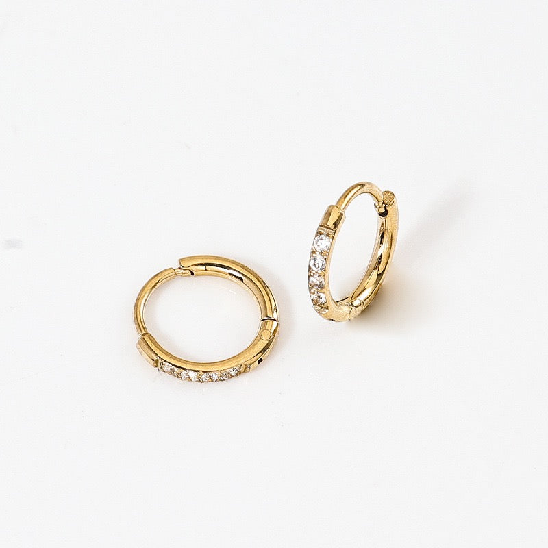 Gold Plated Stainless Steel Diamond-Cut Hoop Earrings - 2.0mm Hand-Polished Thick Huggie Hoops for Women, Hypoallergenic & Tarnish-Resistant
