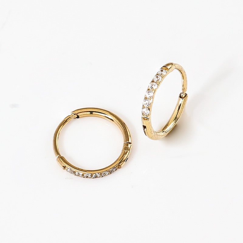Gold Plated Stainless Steel Diamond-Cut Hoop Earrings - 2.0mm Hand-Polished Thick Huggie Hoops for Women, Hypoallergenic & Tarnish-Resistant