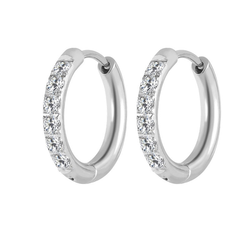 Gold Plated Stainless Steel Diamond-Cut Hoop Earrings - 2.0mm Hand-Polished Thick Huggie Hoops for Women, Hypoallergenic & Tarnish-Resistant