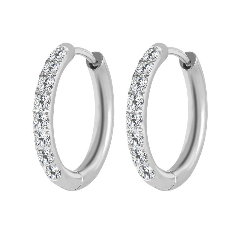 Gold Plated Stainless Steel Diamond-Cut Hoop Earrings - 2.0mm Hand-Polished Thick Huggie Hoops for Women, Hypoallergenic & Tarnish-Resistant