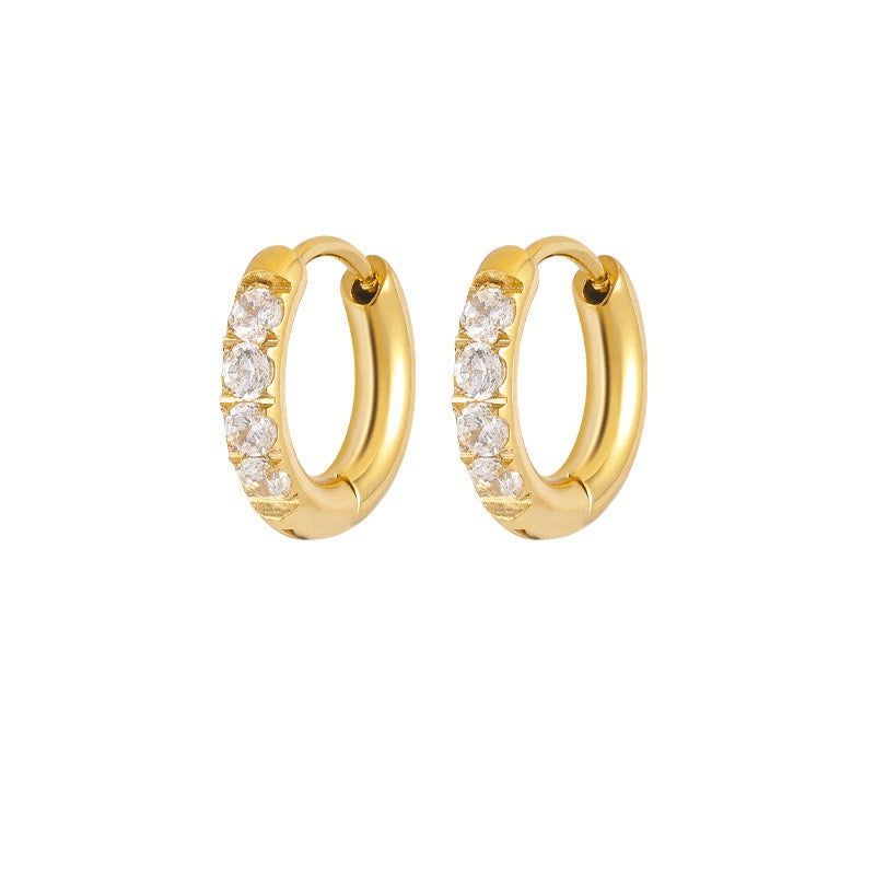 Gold Plated Stainless Steel Diamond-Cut Hoop Earrings - 2.0mm Hand-Polished Thick Huggie Hoops for Women, Hypoallergenic & Tarnish-Resistant