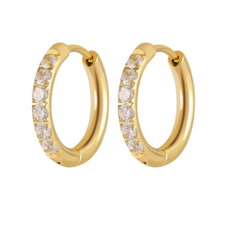 Gold Plated Stainless Steel Diamond-Cut Hoop Earrings - 2.0mm Hand-Polished Thick Huggie Hoops for Women, Hypoallergenic & Tarnish-Resistant