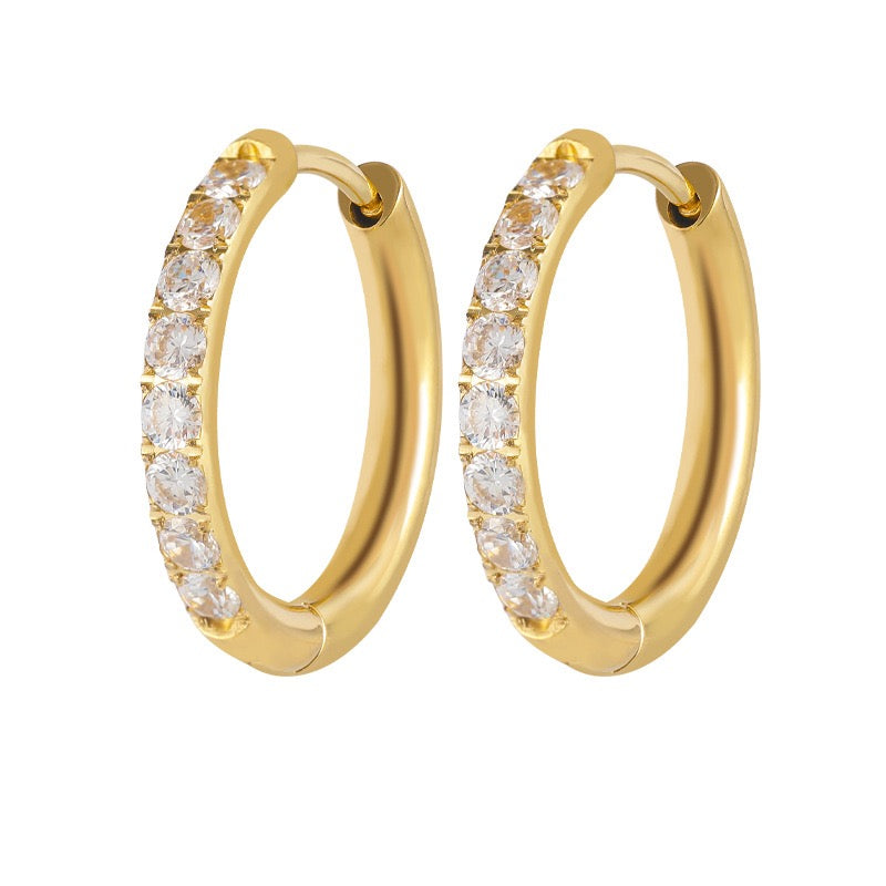 Gold Plated Stainless Steel Diamond-Cut Hoop Earrings - 2.0mm Hand-Polished Thick Huggie Hoops for Women, Hypoallergenic & Tarnish-Resistant