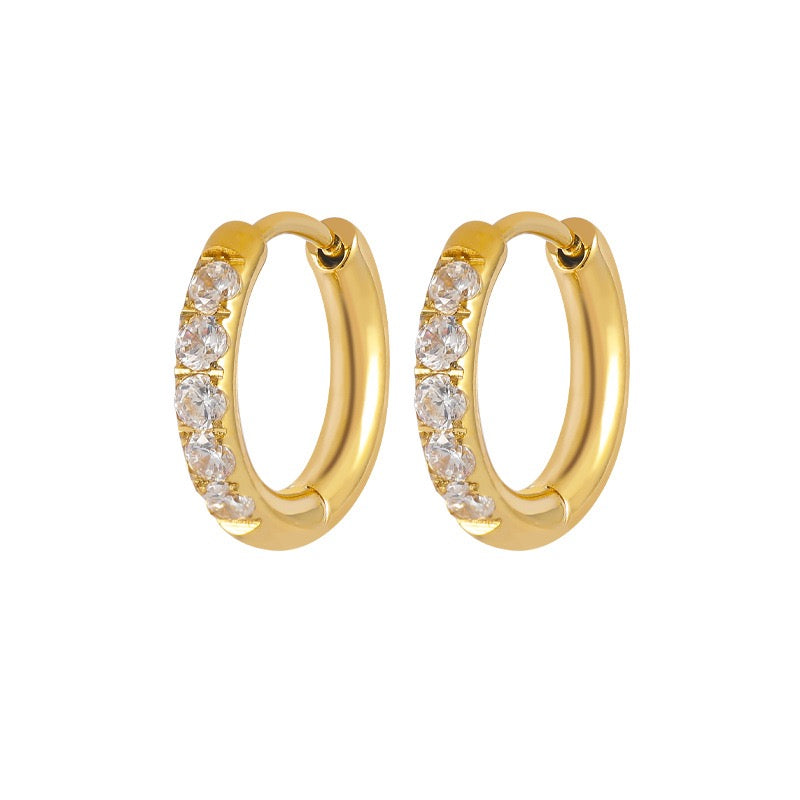 Gold Plated Stainless Steel Diamond-Cut Hoop Earrings - 2.0mm Hand-Polished Thick Huggie Hoops for Women, Hypoallergenic & Tarnish-Resistant