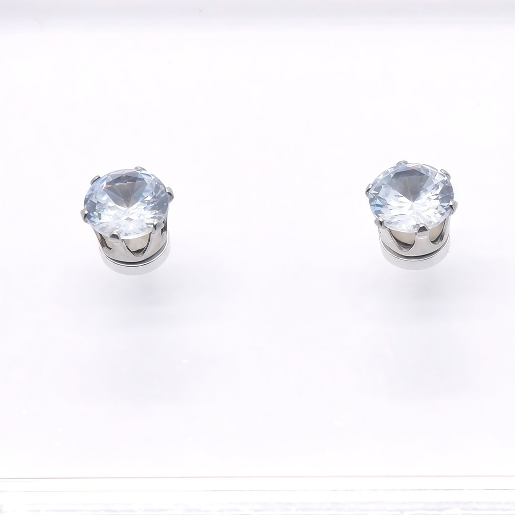 Sparkly Magnetic CZ Ear Clips for Women - Non-Piercing Clip-On Earrings, Hypoallergenic Zircon Stud Ear Cuff, Gift for Women